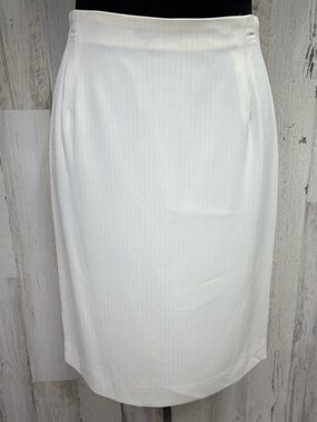 Alex Garfield Vintage Ivory Ribbed  Tailored Pencil Skirt